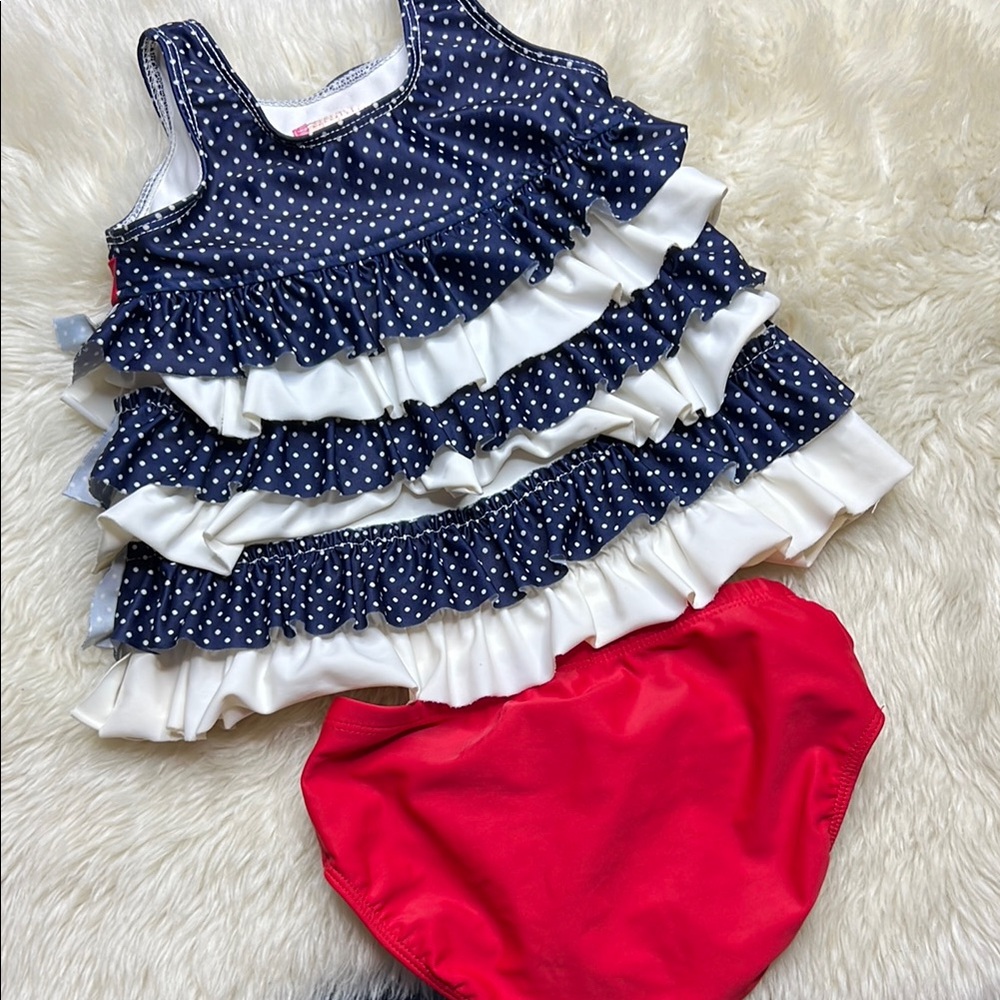 Isobella & Chloe Blue and Red Ruffle Bikini - Picture 8 of 10